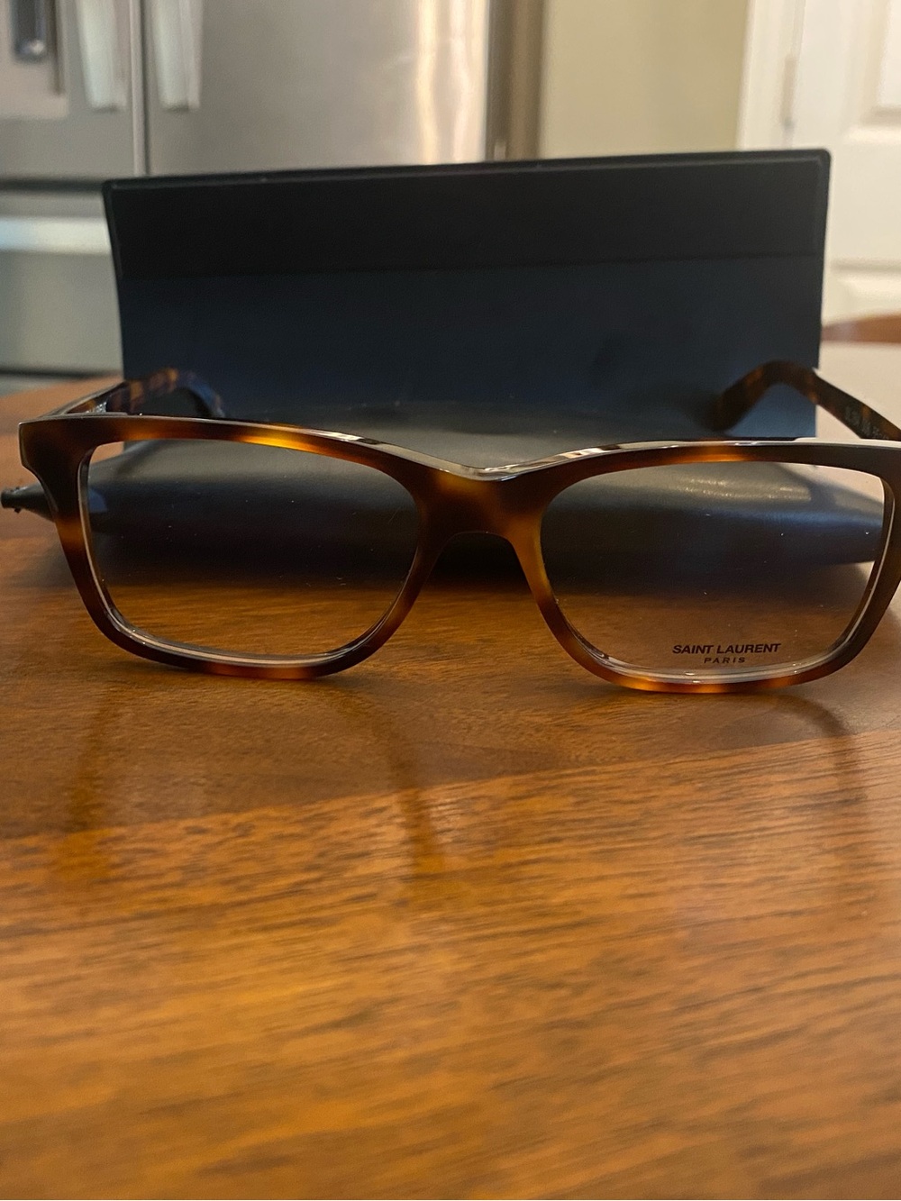 Saint Laurent Tortoiseshell Rectangular Eyeglasses
